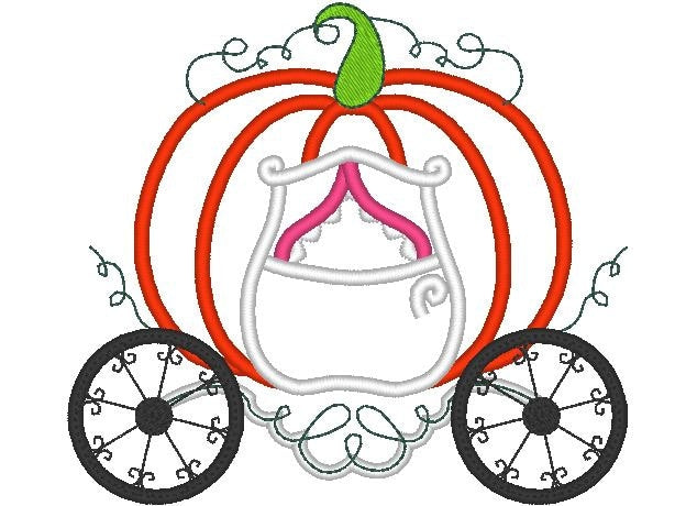Cinderella Princess Pumpkin Carriage Applique Embroidery 4" 5" 6" 7" 10" | PES DST JEF | Artapli