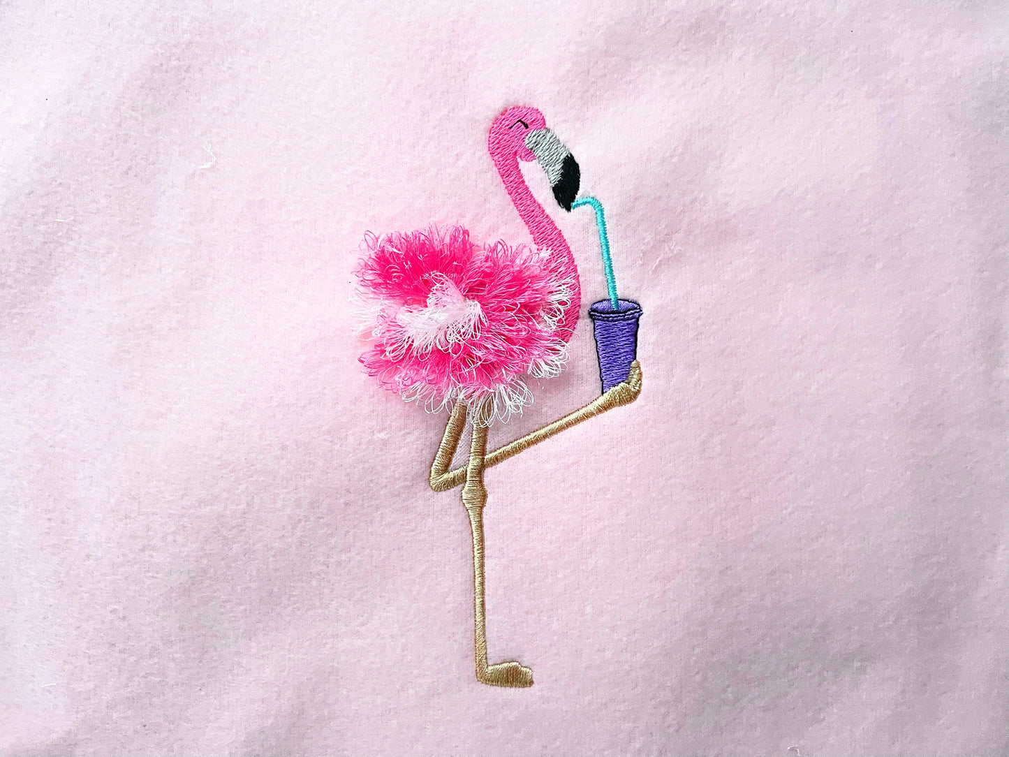 Fringed Flamingo Drinking Coffee - image 1