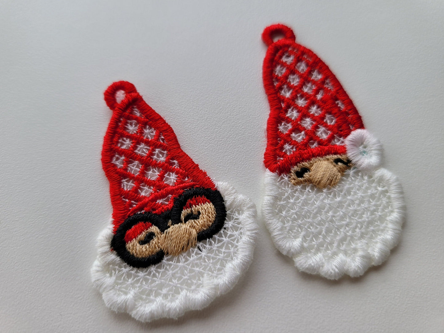 Mini wee Christmas gnome FSL freestanding lace machine embroidery designs ITH