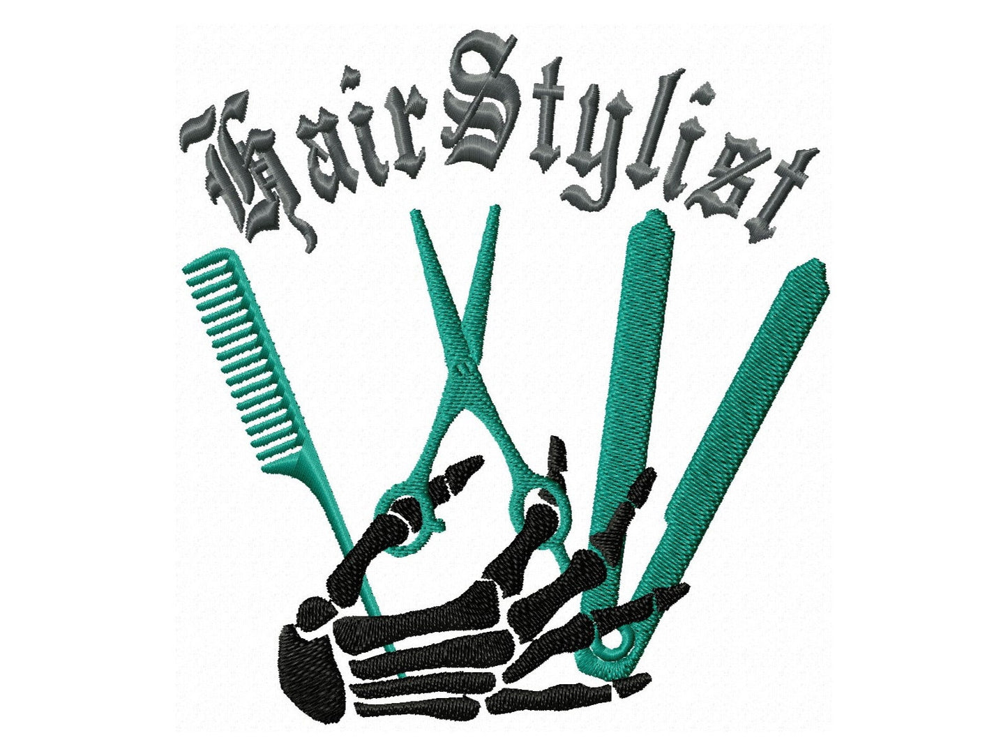 Hairstylist Hairdresser Bone Hand Machine Embroidery 4" 5" 6" 7" 8" 10" | PES DST JEF | Artapli