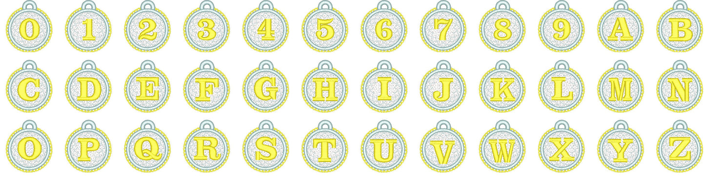 Lace Circle Font Monogram Delicate FSL Freestanding Lace Hanging Monogram Personalized Gift Tag Initial Letters Machine Embroidery Designs