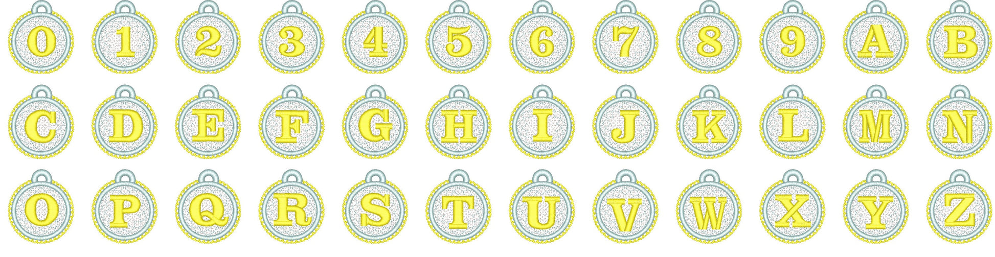 Lace Circle Font Monogram Delicate FSL Freestanding Lace Hanging Monogram Personalized Gift Tag Initial Letters Machine Embroidery Designs