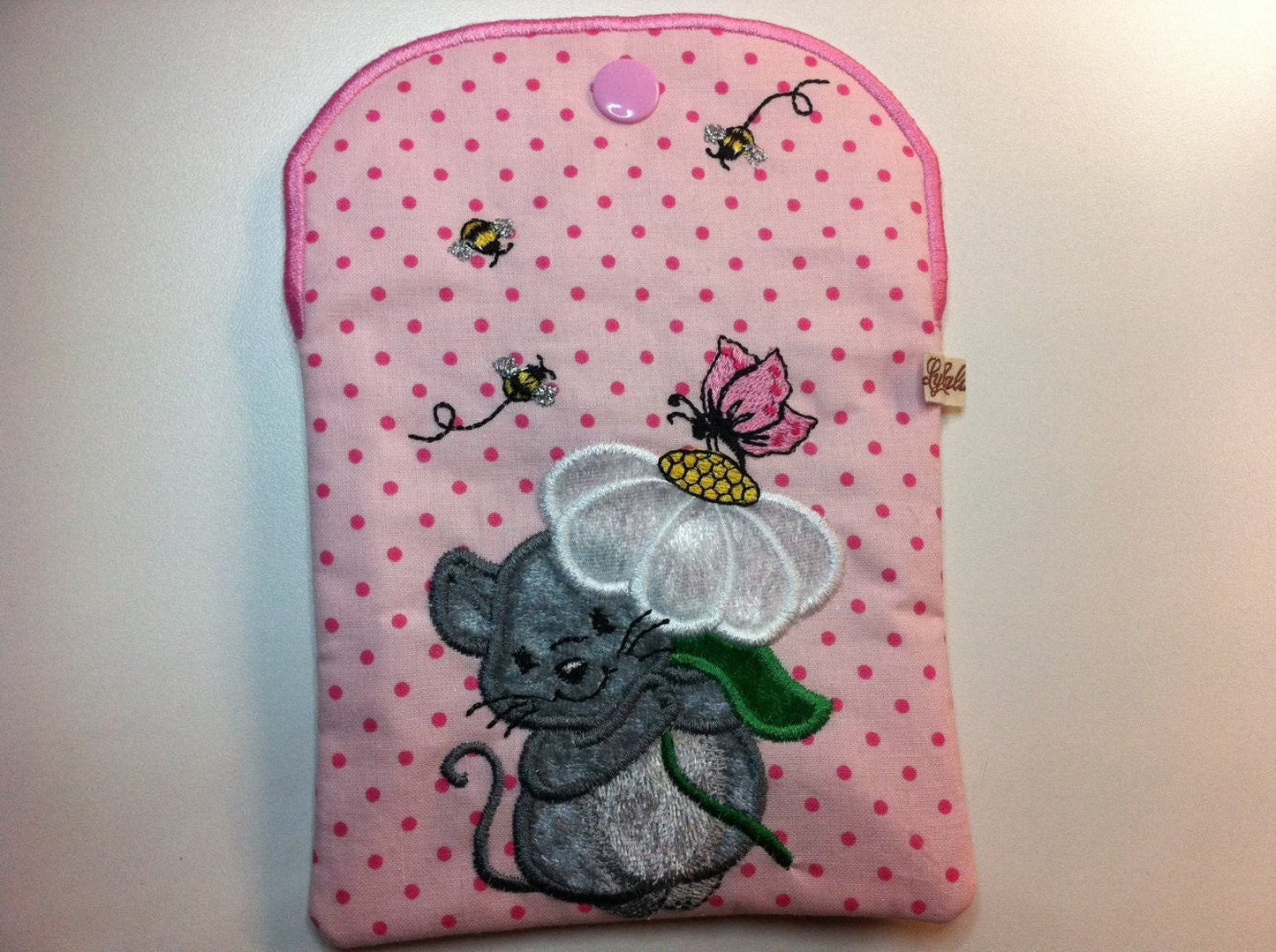 Little Mouse with a flower SET applique – Animal machine embroidery design by Artapli