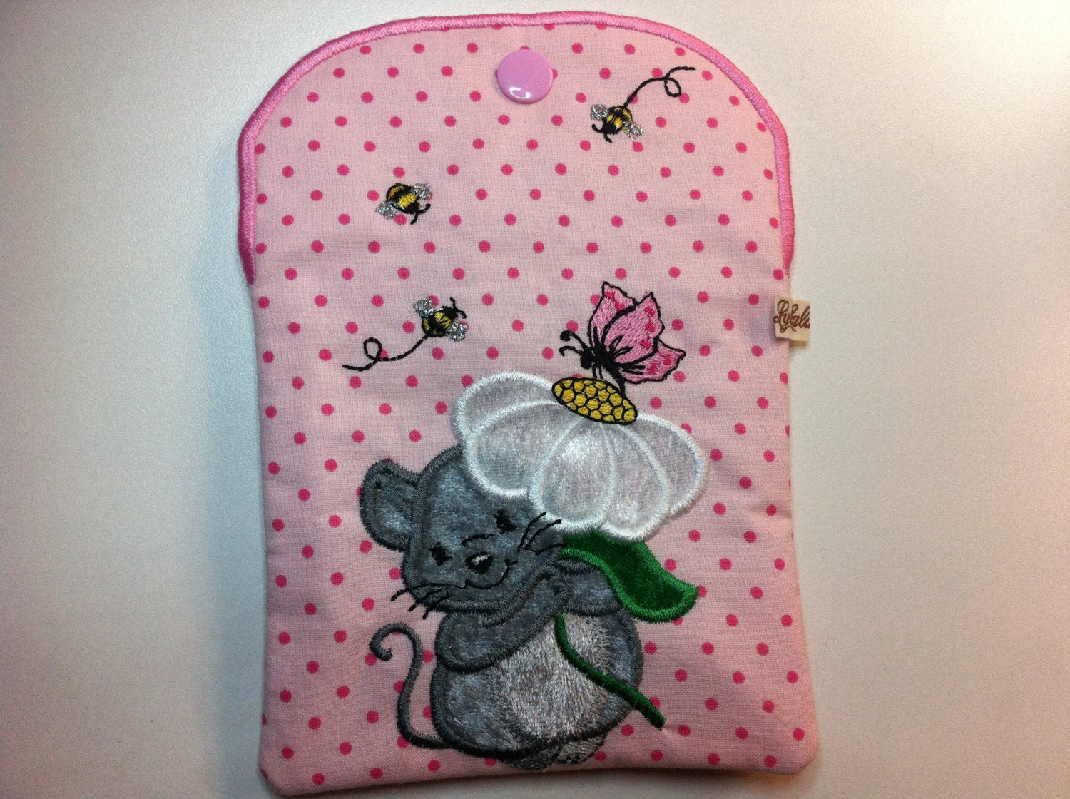 Little Mouse with a flower SET applique – Animal machine embroidery design by Artapli
