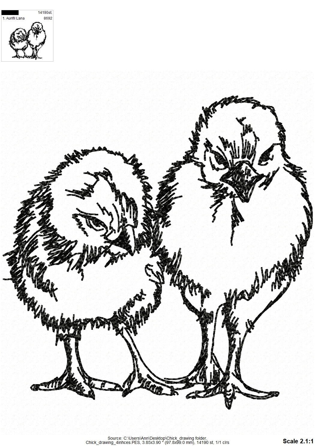Easter Chick drawing silhouette fluffy Chicks line art sketch light stitch machine embroidery designs in sizes for hoop 4x4 and 5x7