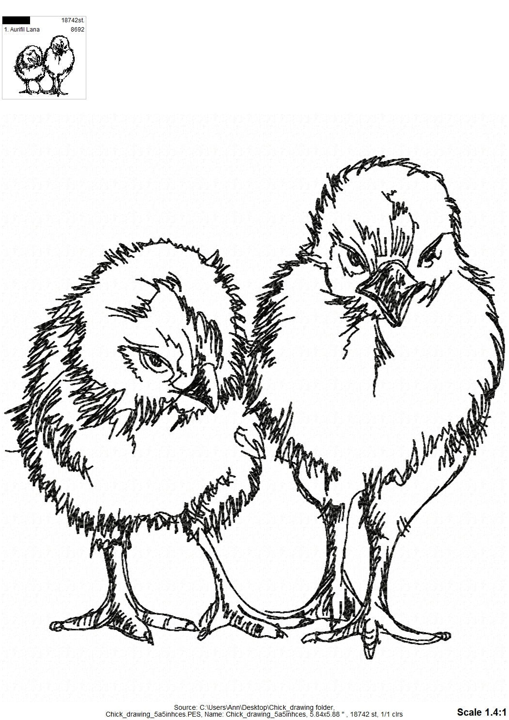Easter Chick drawing silhouette fluffy Chicks line art sketch light stitch machine embroidery designs in sizes for hoop 4x4 and 5x7
