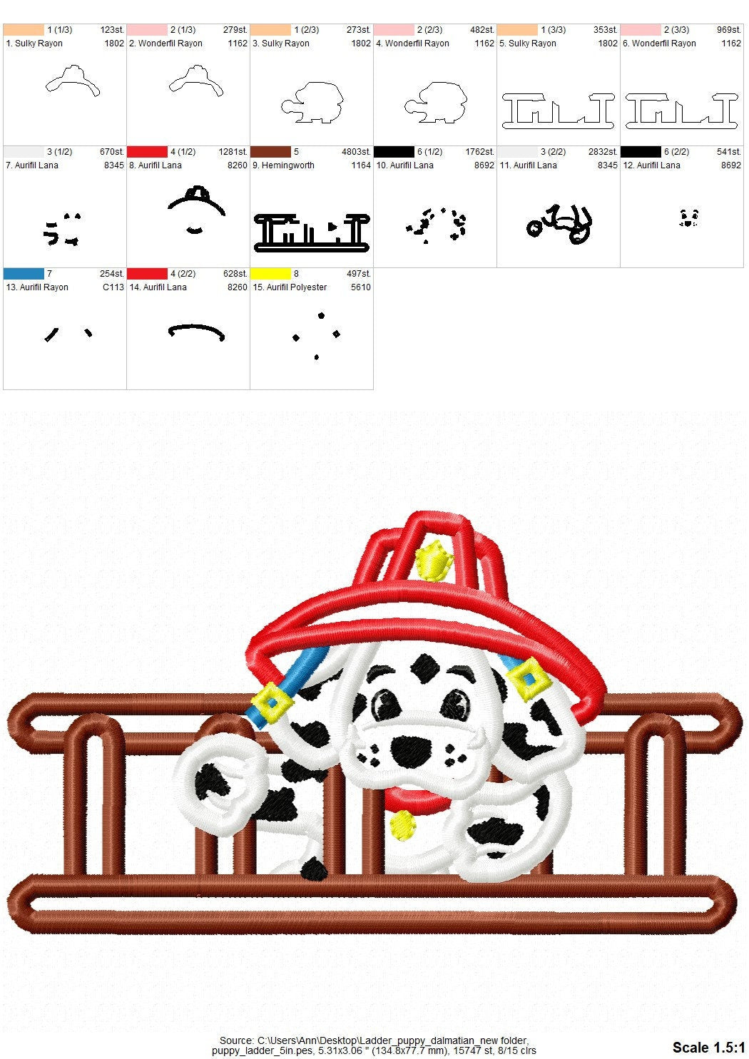 Dalmatian Puppy Fireman with Ladder