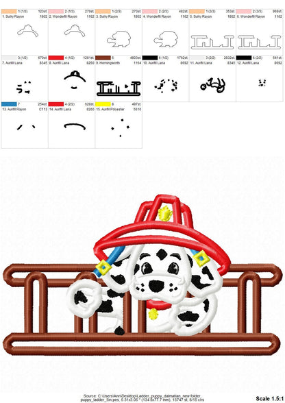 Dalmatian Puppy Fireman with Ladder