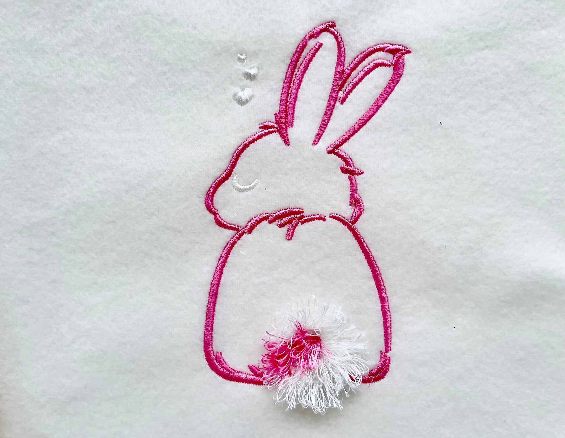 Fluffy Tail Easter Bunny Silhouette Machine Embroidery Designs Chenille Fluffy Fringed Bunny Tail Fringe in the Hoop ITH Project Kids Baby