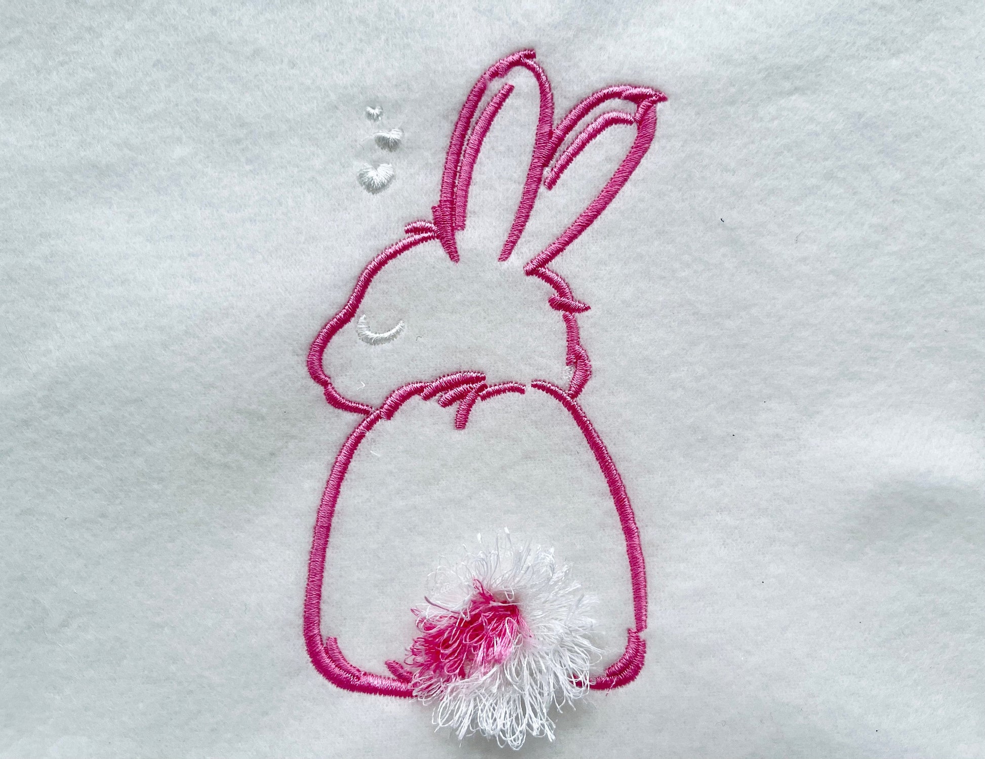 Fluffy Tail Easter Bunny Silhouette Machine Embroidery Designs Chenille Fluffy Fringed Bunny Tail Fringe in the Hoop ITH Project Kids Baby