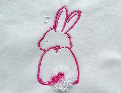 Fluffy Tail Easter Bunny Silhouette Machine Embroidery Designs Chenille Fluffy Fringed Bunny Tail Fringe in the Hoop ITH Project Kids Baby