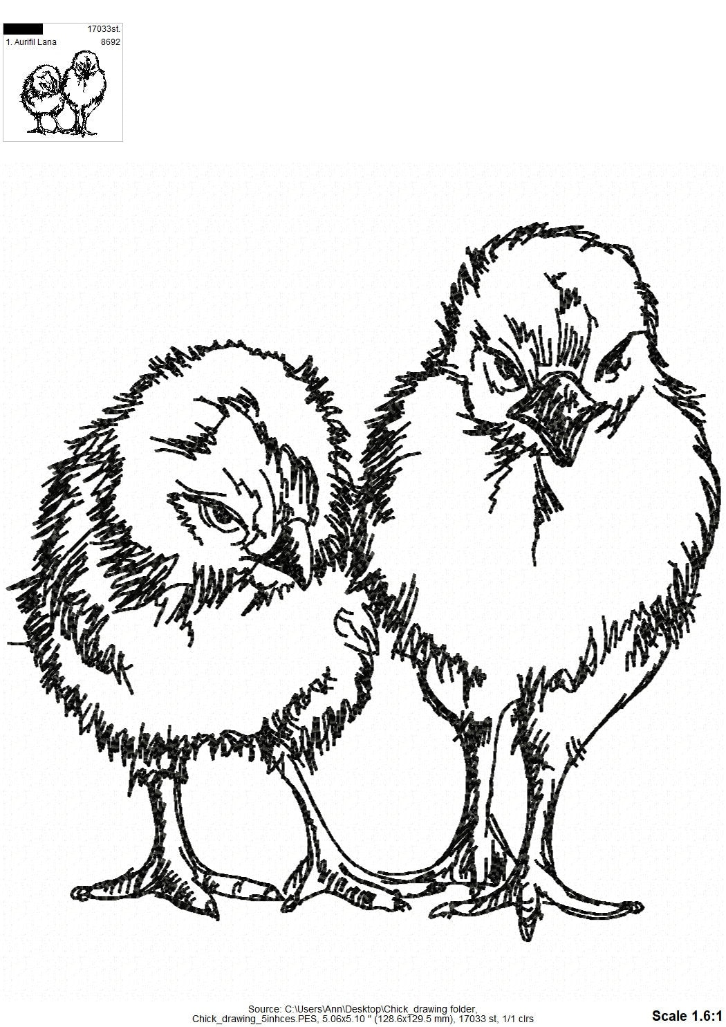 Easter Chick drawing silhouette fluffy Chicks line art sketch light stitch machine embroidery designs in sizes for hoop 4x4 and 5x7