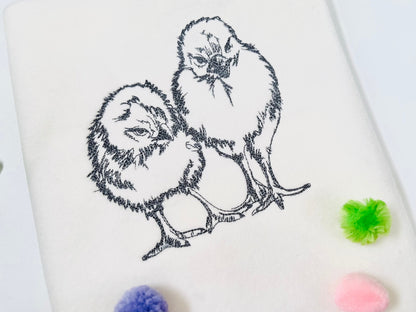 Easter Chick drawing silhouette fluffy Chicks line art sketch light stitch machine embroidery designs in sizes for hoop 4x4 and 5x7