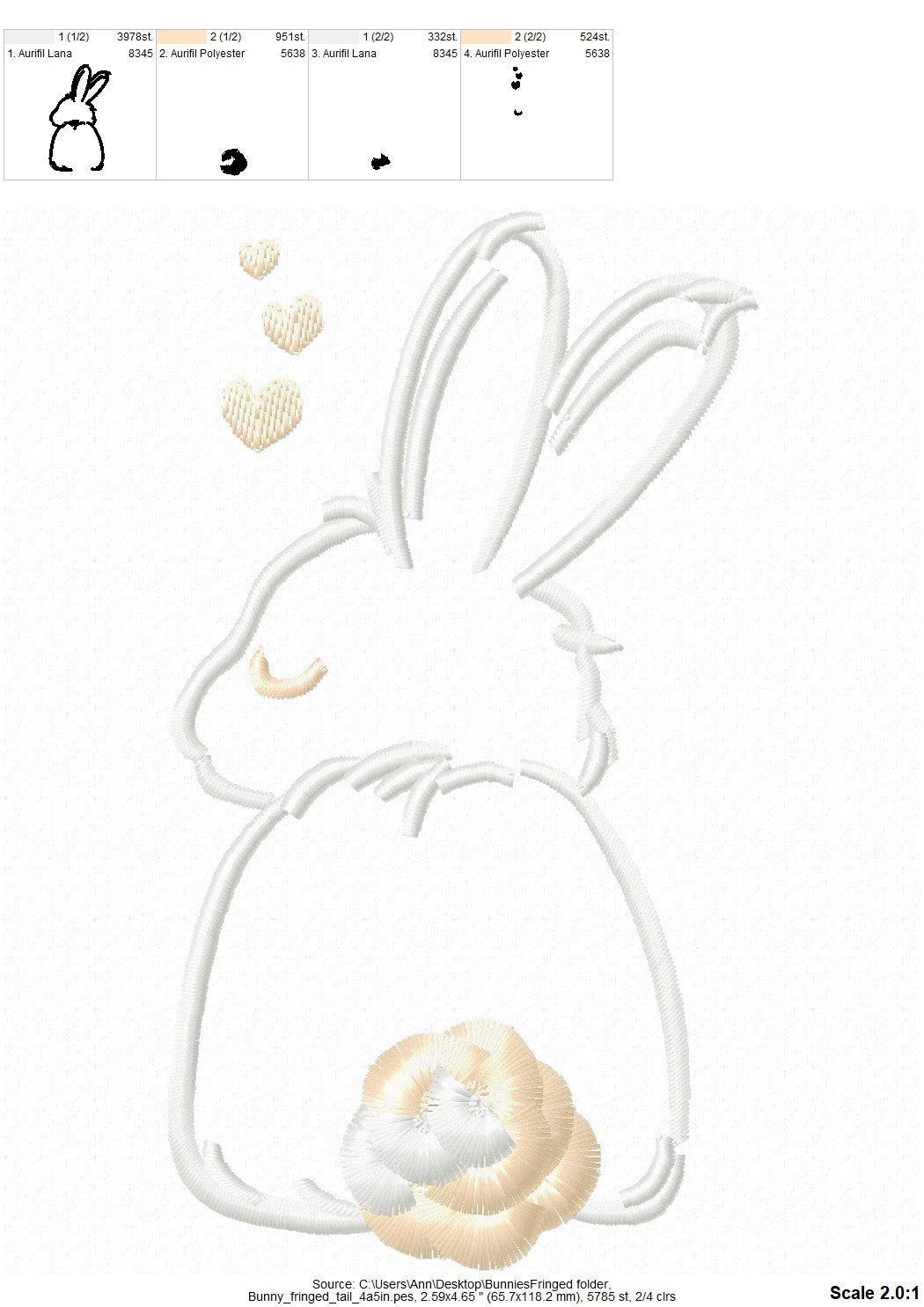 Fluffy Tail Easter Bunny Silhouette Machine Embroidery Designs Chenille Fluffy Fringed Bunny Tail Fringe in the Hoop ITH Project Kids Baby