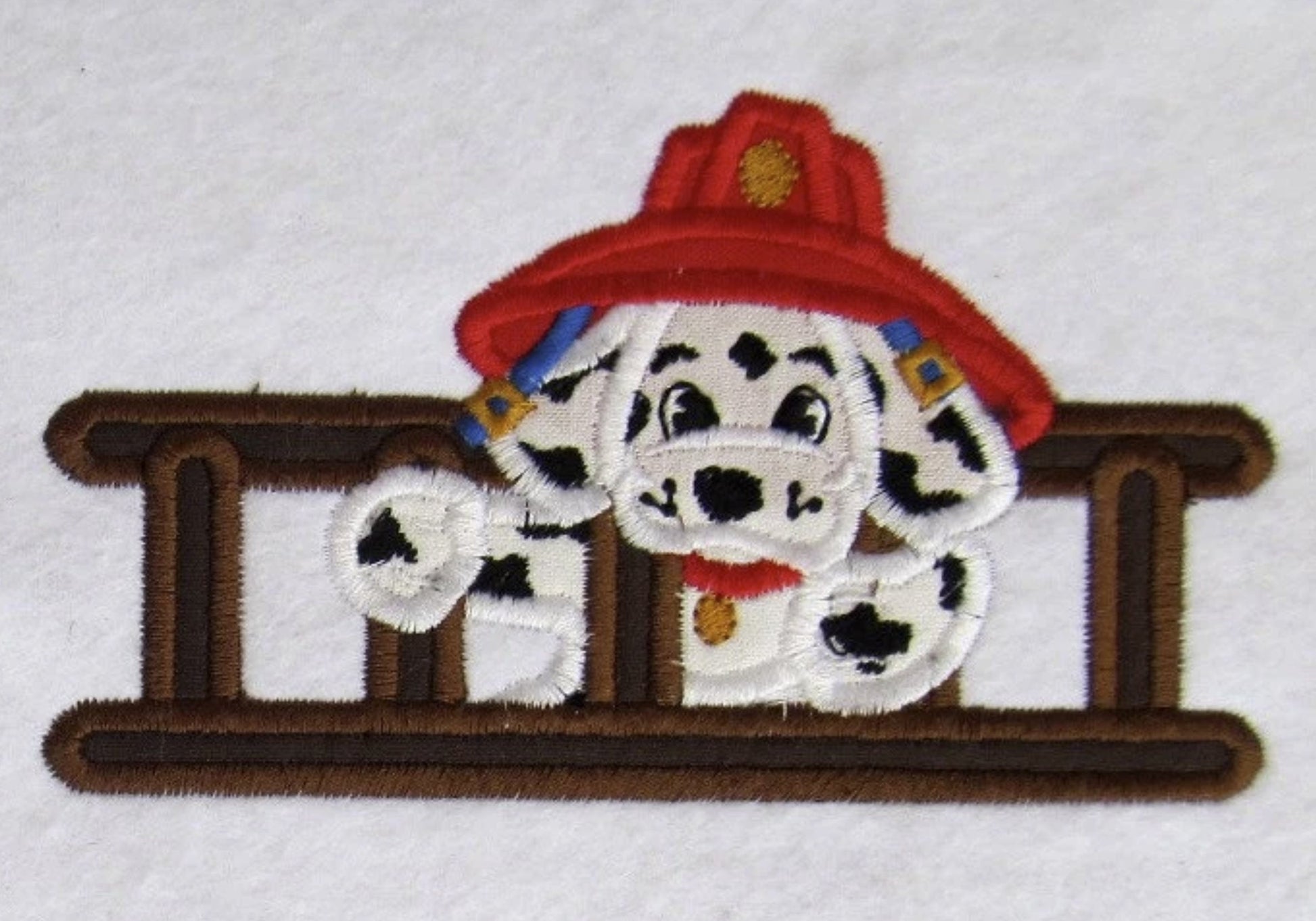 Dalmatian Puppy Fireman with Ladder