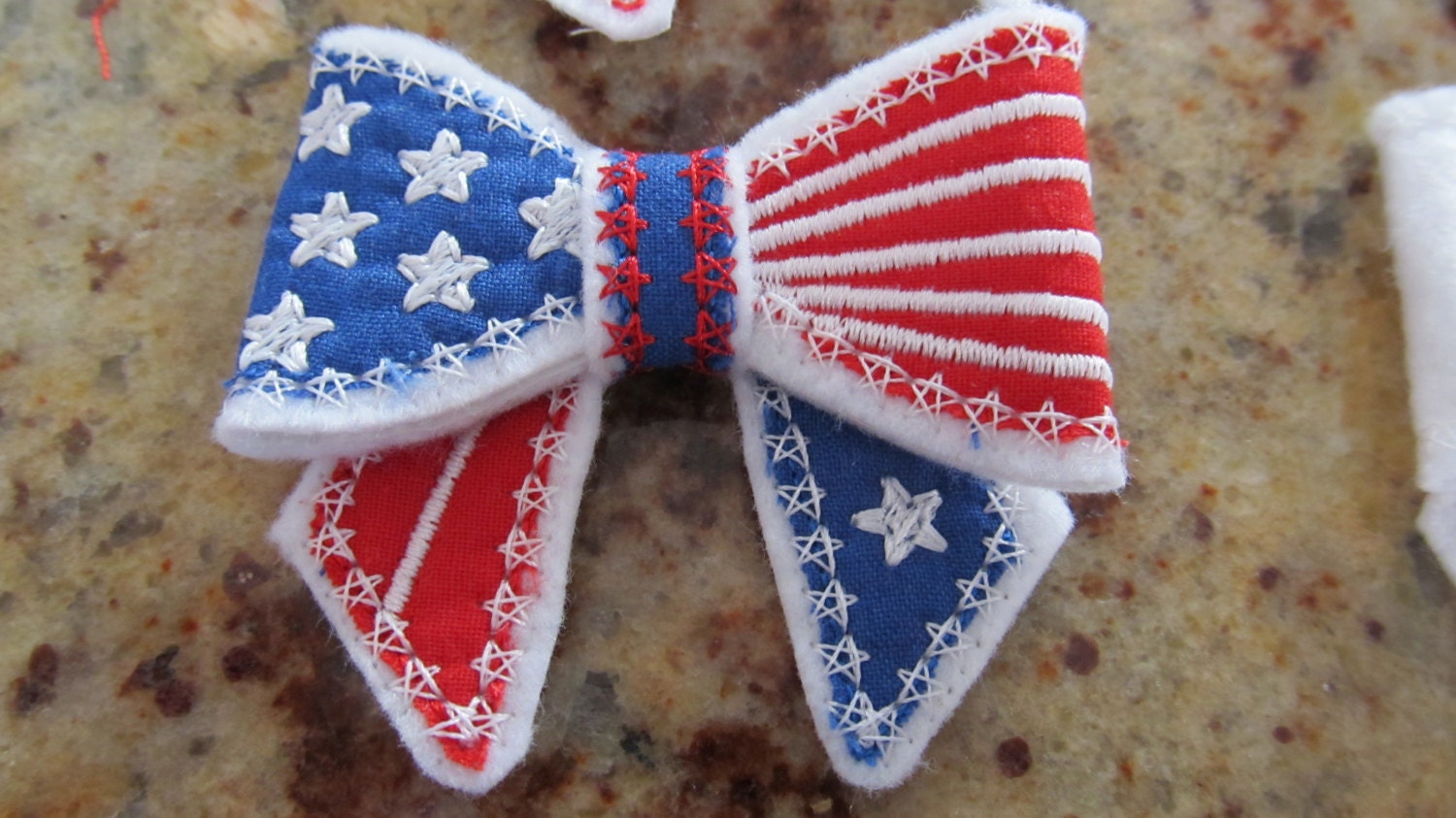 Patriotic Bow Set of 6 ITH – 4th July machine embroidery design by Artapli