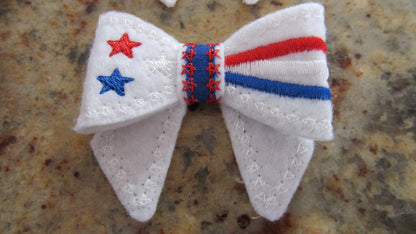 Patriotic Bow Set of 6 ITH – Sizes 2.5" 5" 7" Digital Embroidery File | Artapli