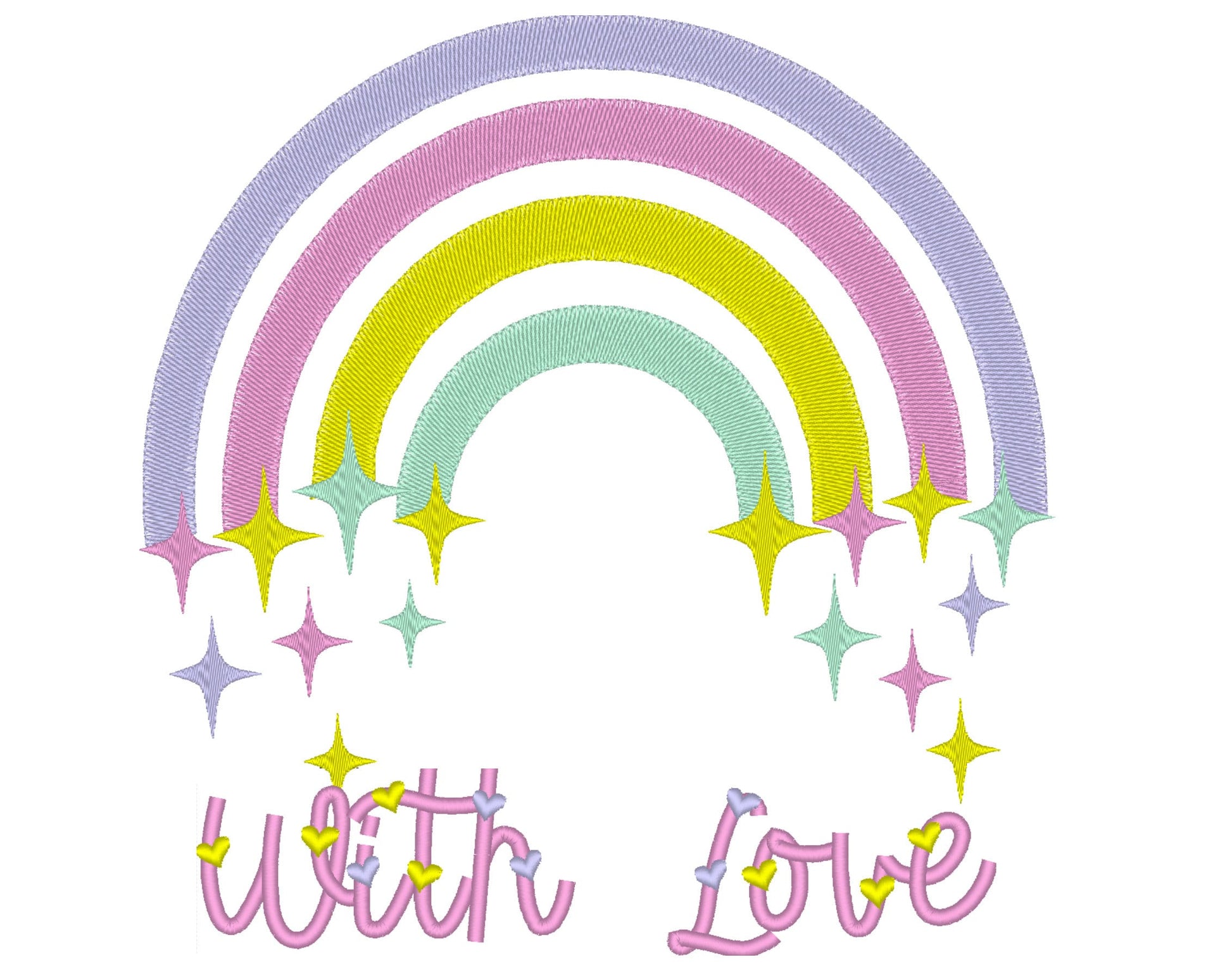 Fill stitch Rainbow falling stars starry rainbow with falling star cute kids girly delicate design, machine embroidery designs