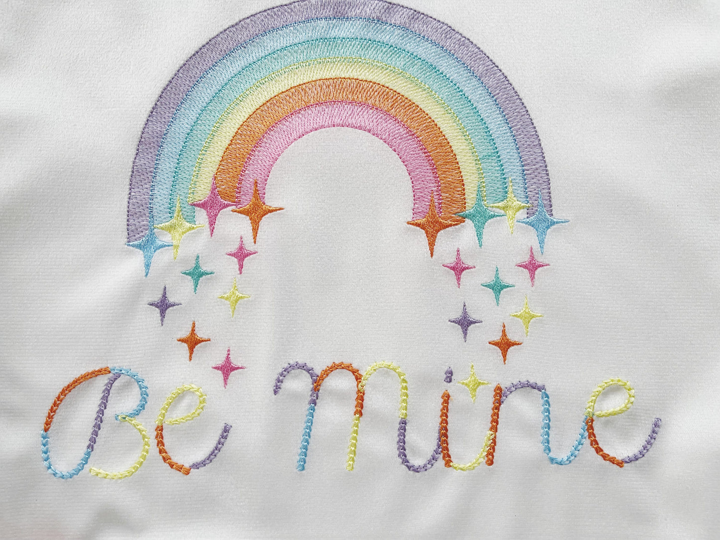 Light stitch rainbow with falling stars starrymachine embroidery designs