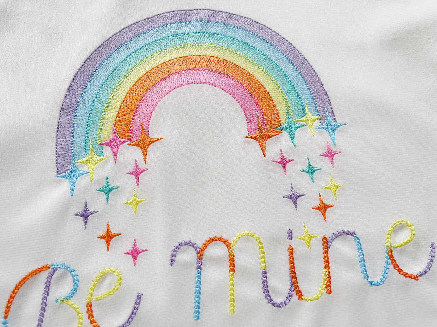 Light stitch rainbow with falling stars starrymachine embroidery designs