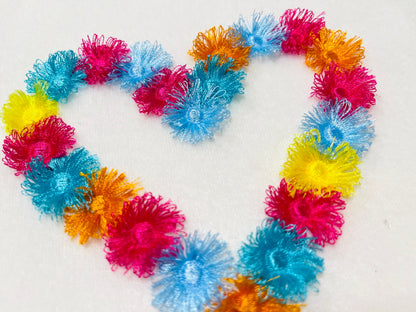 Fluffy Pom Pom Valentine Heart Chenille Awesome Hearts Fringed Fluffy Heart Fringe ITH in the Hoop Machine Embroidery Designs Pompoms - Etsy