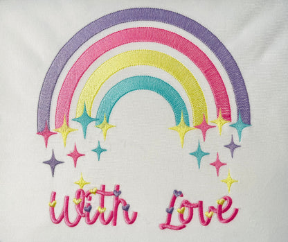 Fill stitch Rainbow falling stars starry rainbow with falling star cute kids girly delicate design, machine embroidery designs