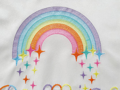 Light stitch rainbow with falling stars starrymachine embroidery designs