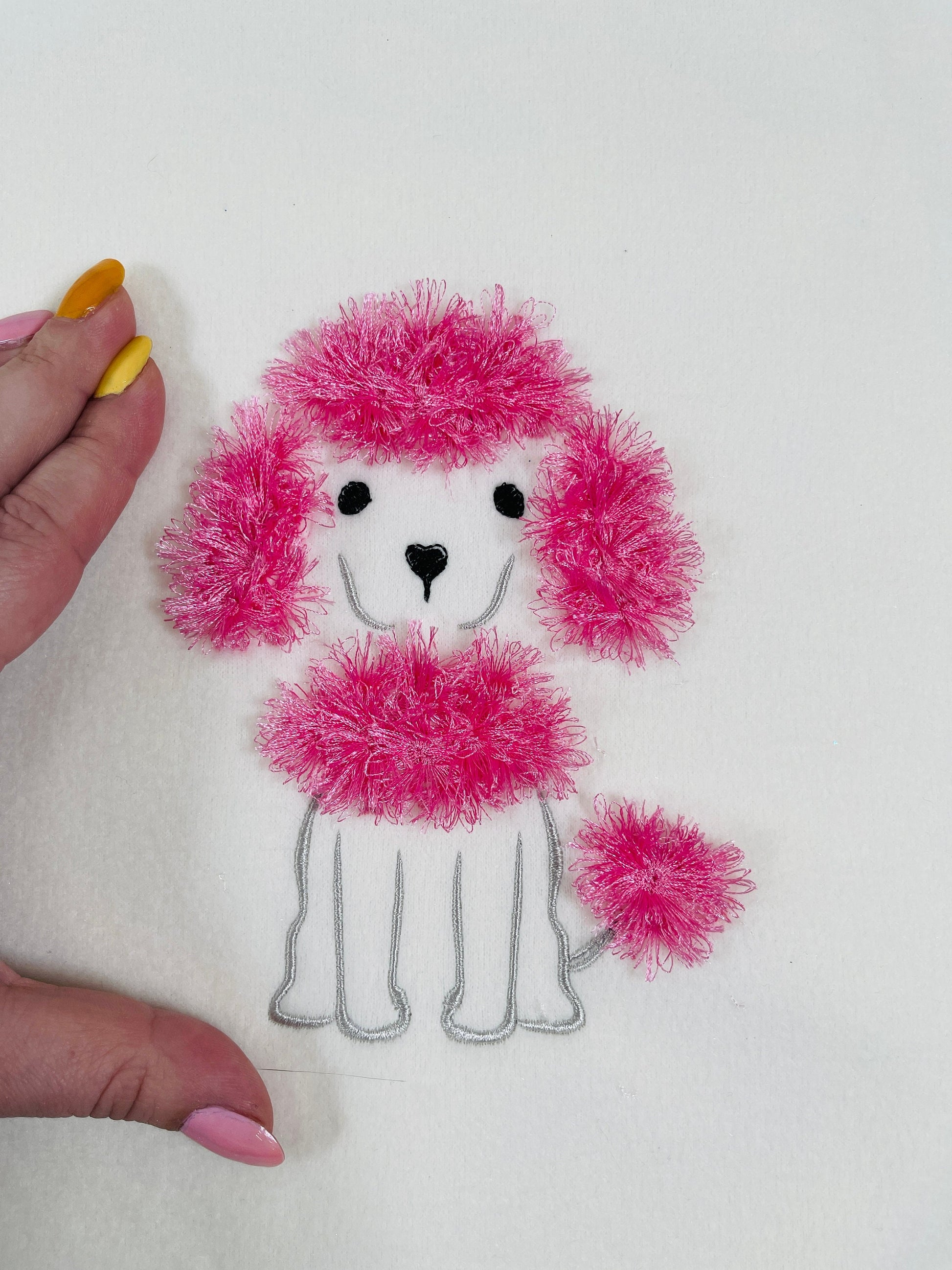 Fluffy Poodle puppy fringed dog machine Embroidery 5" 6" 7" | Chenille PES DST JEF | Artapli