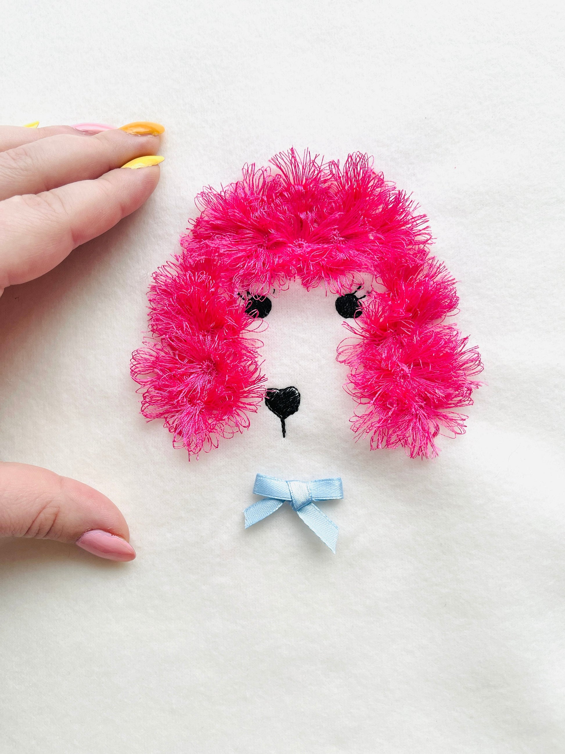 Fluffy Poodle Puppy Fringed Dog Face Machine Embroidery Designs Fur Fringe Cute Poodle Head Silhouette Outline