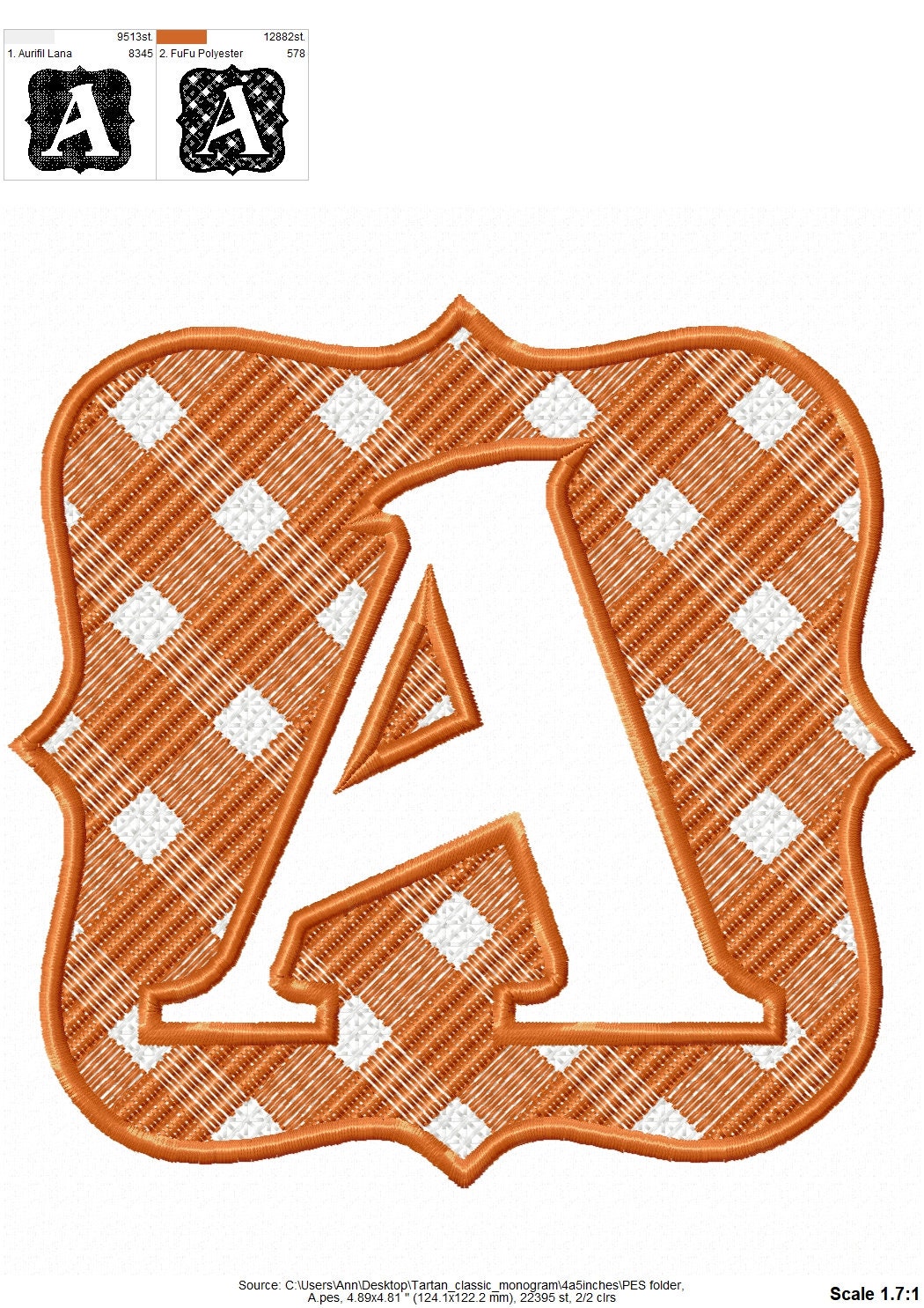 Embossed terry towel Monogram letters A-Z and gingham buffalo plaid Frame machine embroidery design