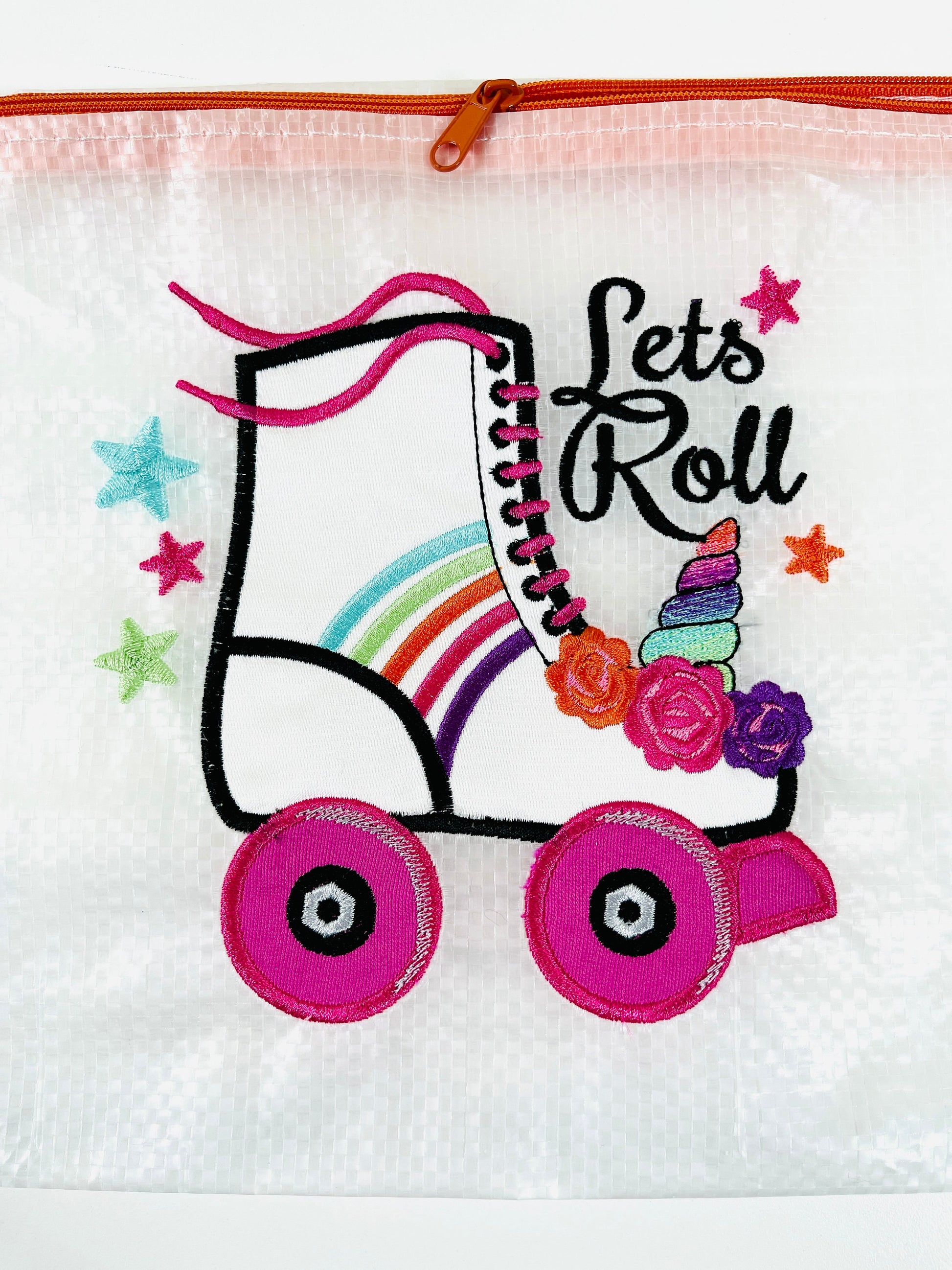 Roller skates unicorn roses Applique machine embroidery designs little girl Quad Roller Skate shoes kids skating party