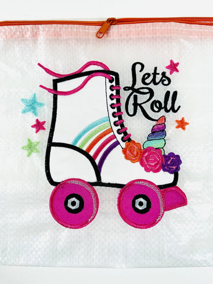 Roller skates unicorn roses Applique machine embroidery designs little girl Quad Roller Skate shoes kids skating party