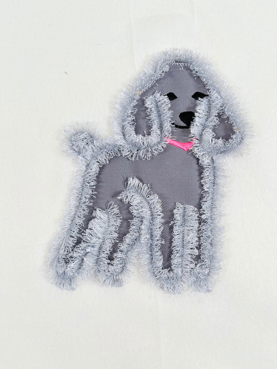 Fluffy Poodle Puppy Fringed Pet Dog Applique Machine Embroidery Designs Fur Fringe in the Hoop ITH