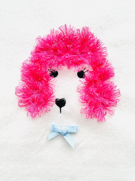 Fluffy Poodle Puppy Fringed Dog Face Machine Embroidery Designs Fur Fringe Cute Poodle Head Silhouette Outline