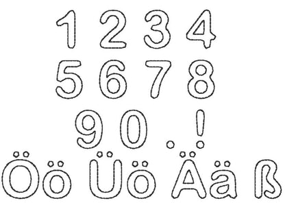 Hand Stitch Effect Font – Sizes 1.5" 2" 3" 4" 5" 7" BX Digital Font File | Artapli