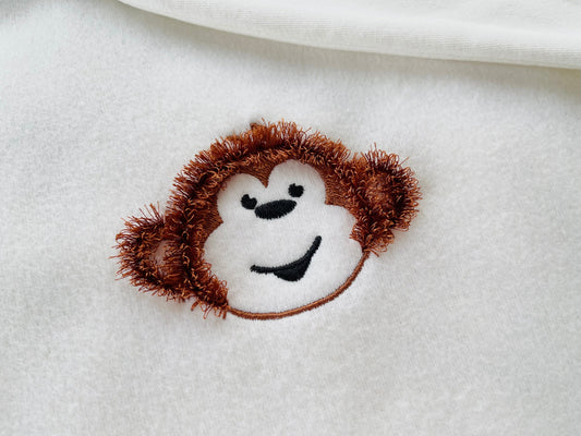Fluffy Fringed Monkey Silhouette Chenille Cute Monkey Machine Embroidery Designs Fringe