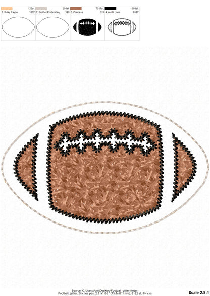 Football Faux Patch With Faux Chenille Stitches and Glitter HTV Scraps Glitter Vinyl Machine Embroidery Designs