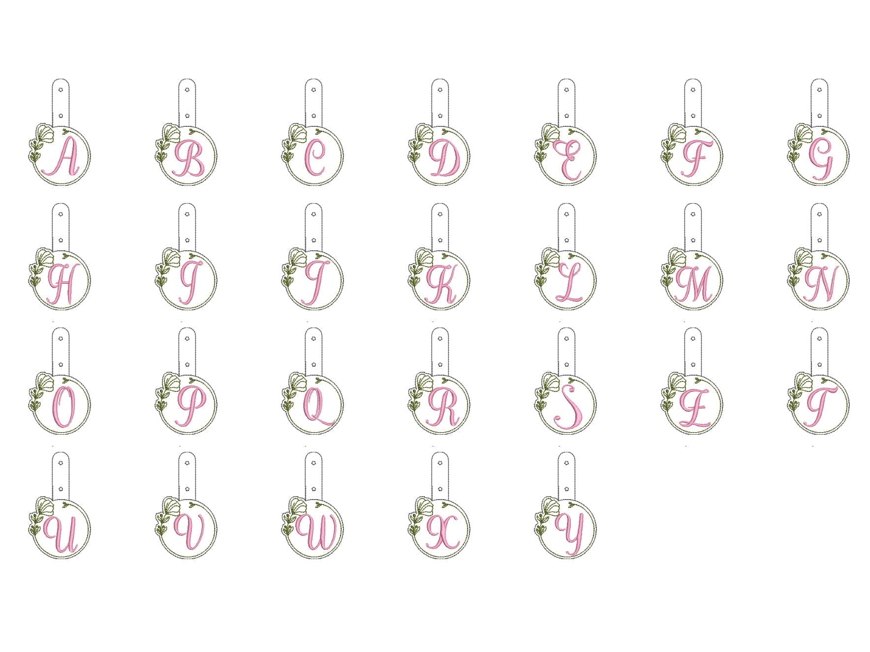 Floral Frame Monogram Keychain ITH – Floral machine embroidery design by Artapli