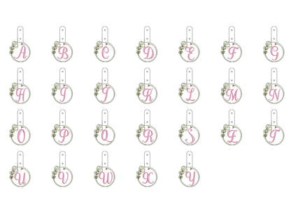 Floral Frame Monogram Keychain ITH – Floral machine embroidery design by Artapli
