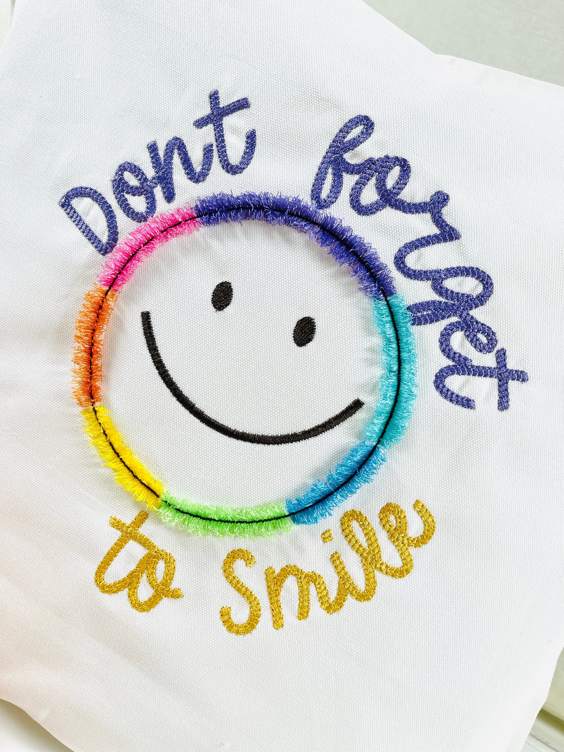 Rainbow Fringed Happy Face Awesome Fluffy Happy Smiling Face Eyes Brighten Day Fringe in the Hoop ITH Machine Embroidery Designs