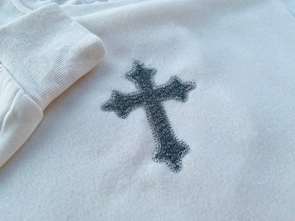 Cross patch faux chenille HTV glitter vinyl scraps applique machine embroidery designs Christian Cross multiple sizes 3.5 up to 6.5 inches