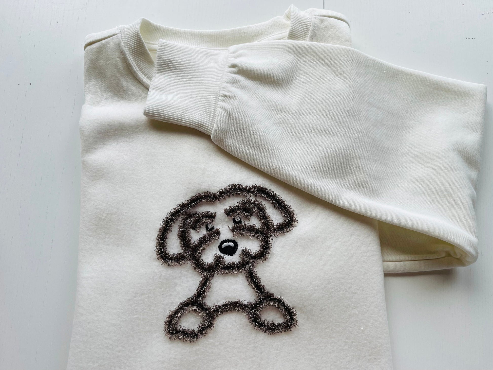 Fringed Dog Fringe Fluffy Puppy Maltese Dog Applique Fur Chenille Embroidery Machine Embroidery Designs Cute Pet Dog Outline