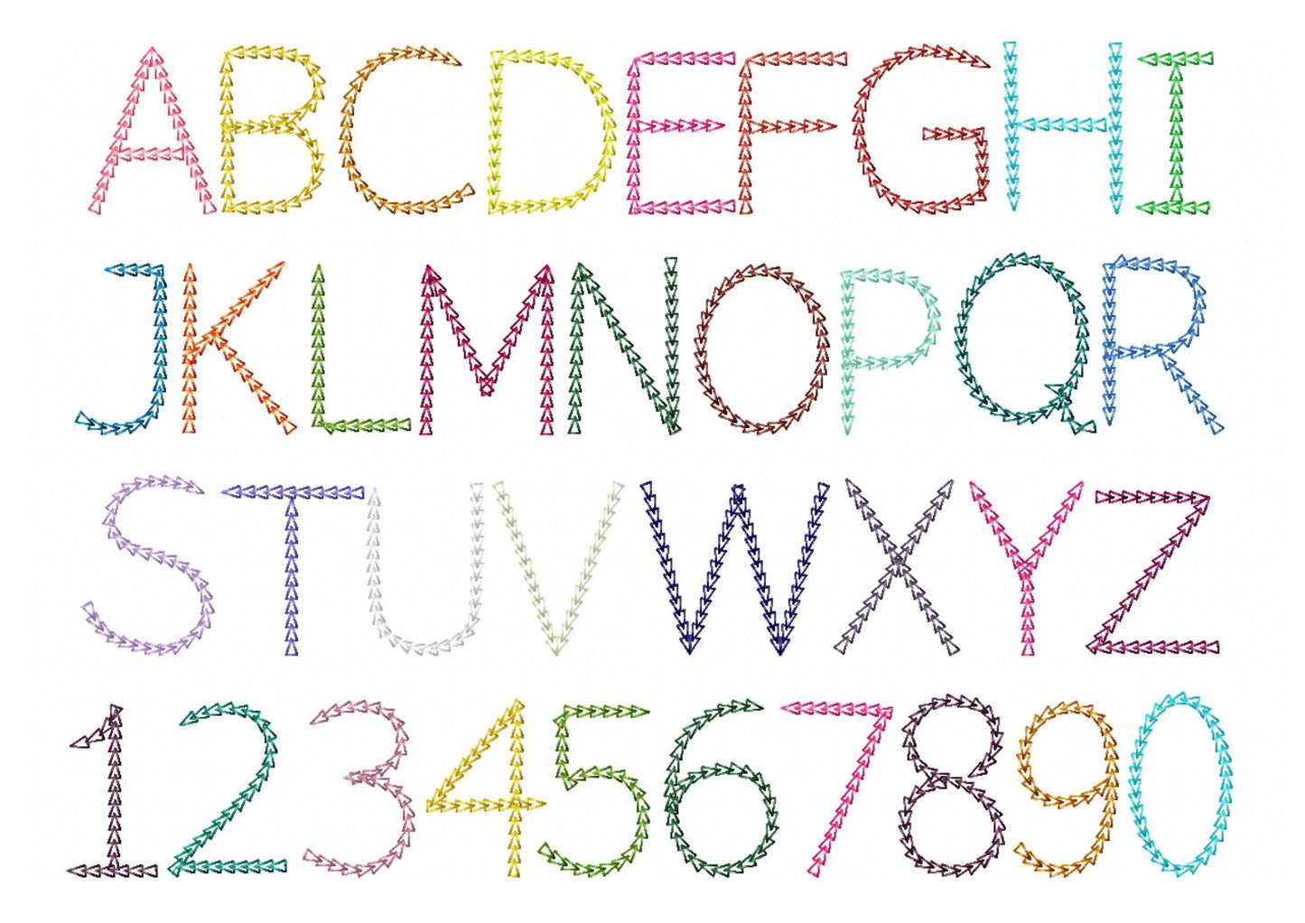 Light Stitch Chain Font – Chain embroidery pattern by Artapli