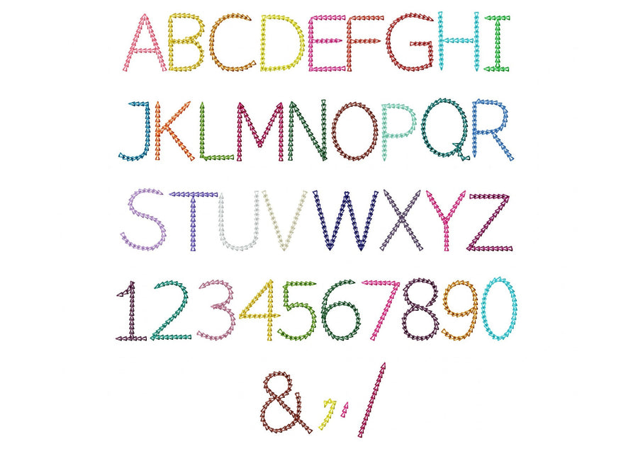 Light Stitch Chain Font – Embroidery 1" 1.3" 1.5" 2" 2.3" 2.8" | BX PES DST JEF | Artapli