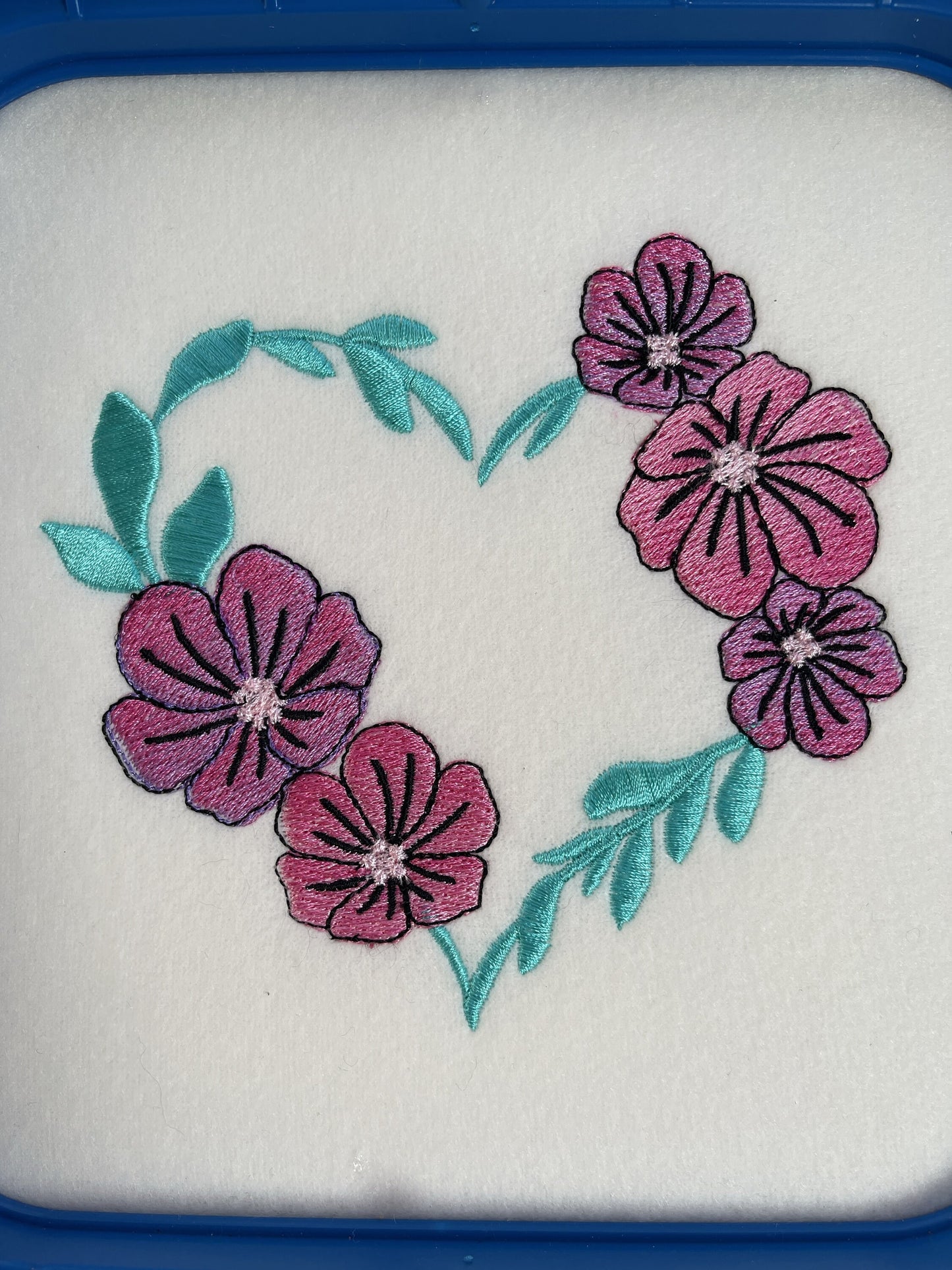 Heart shape Floral Wreath heart monogram frame border machine embroidery designs heart outline