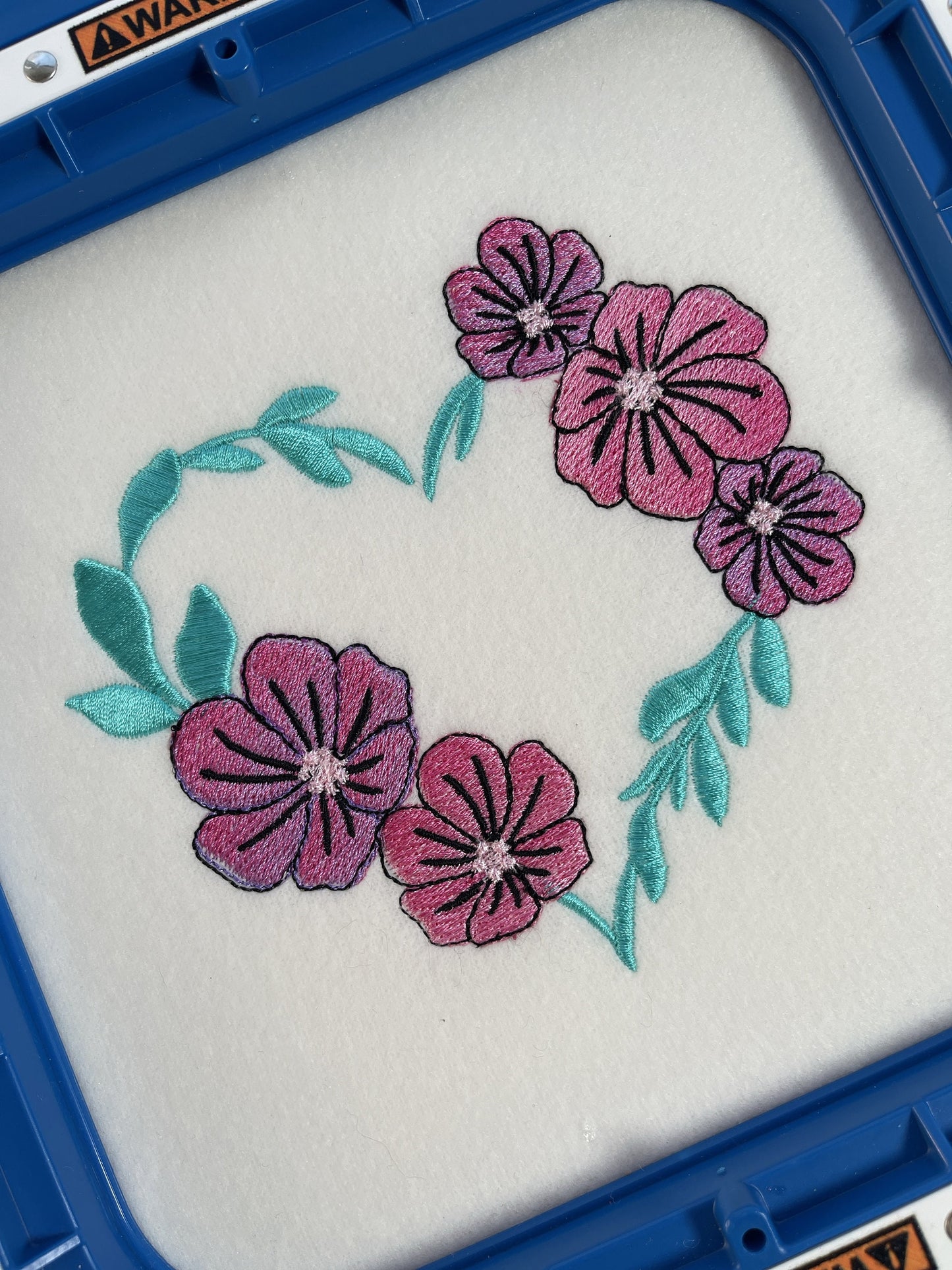 Heart shape Floral Wreath heart monogram frame border machine embroidery designs heart outline