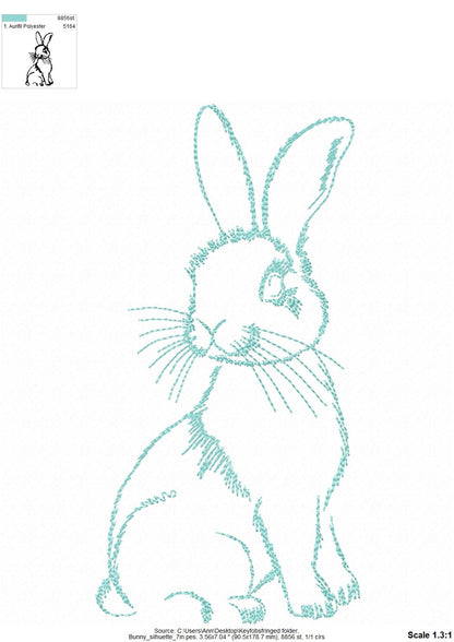 Magic bunny silhouette glow in the dark machine embroidery designs glowing bunny Easter Bunny outline