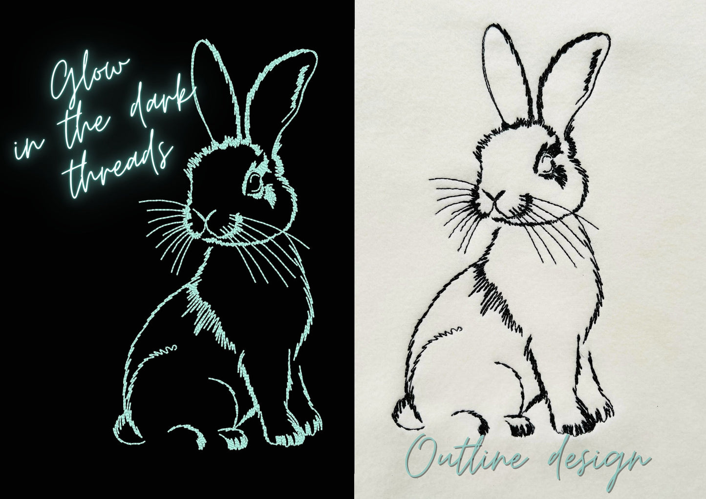 Magic bunny silhouette glow in the dark machine embroidery designs glowing bunny Easter Bunny outline