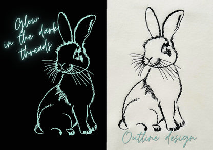 Magic bunny silhouette glow in the dark machine embroidery designs glowing bunny Easter Bunny outline