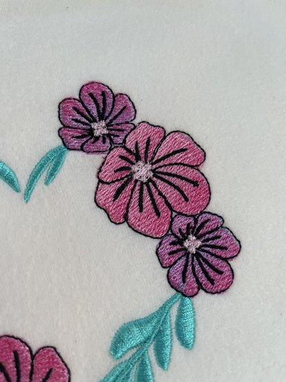 Heart shape Floral Wreath heart monogram frame border machine embroidery designs heart outline